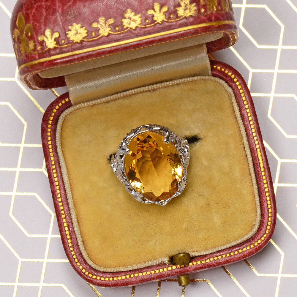 
                      
                        Daylight Citrine & White Gold Filigree Ring
                      
                    