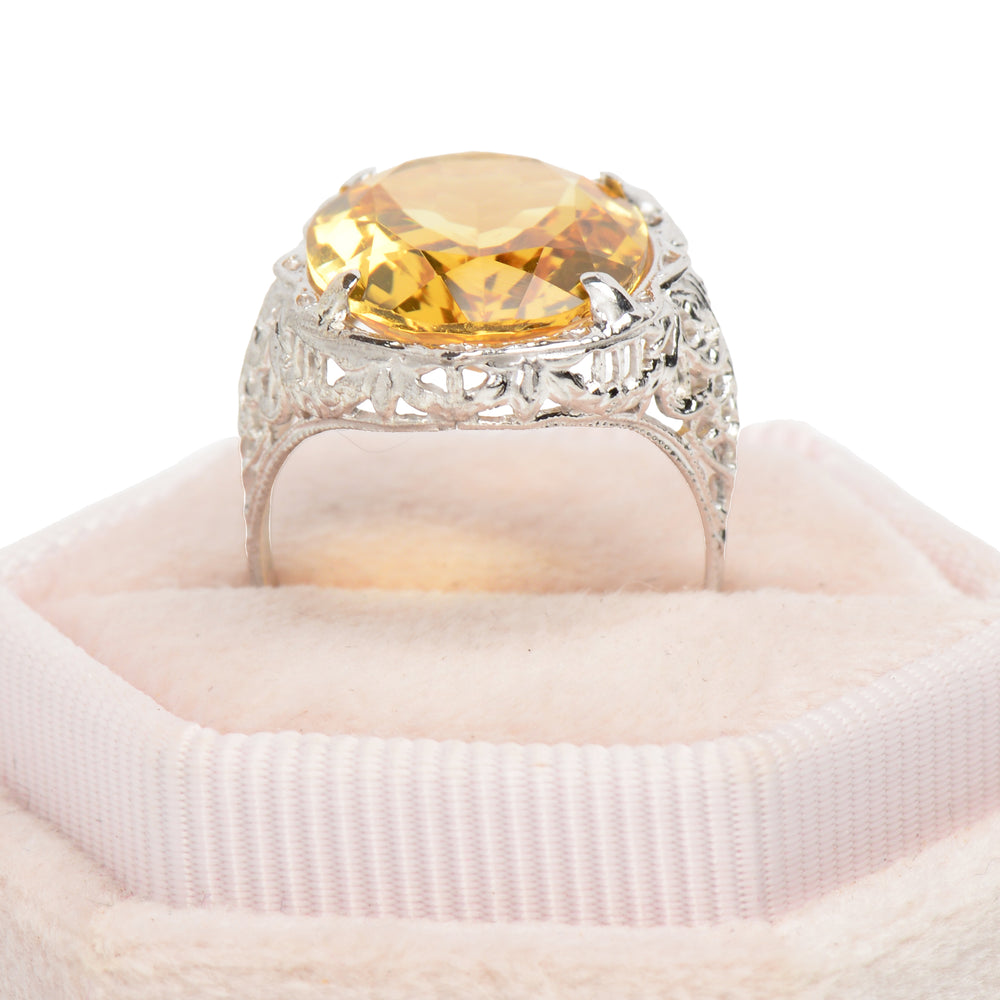 
                      
                        Daylight Citrine & White Gold Filigree Ring
                      
                    