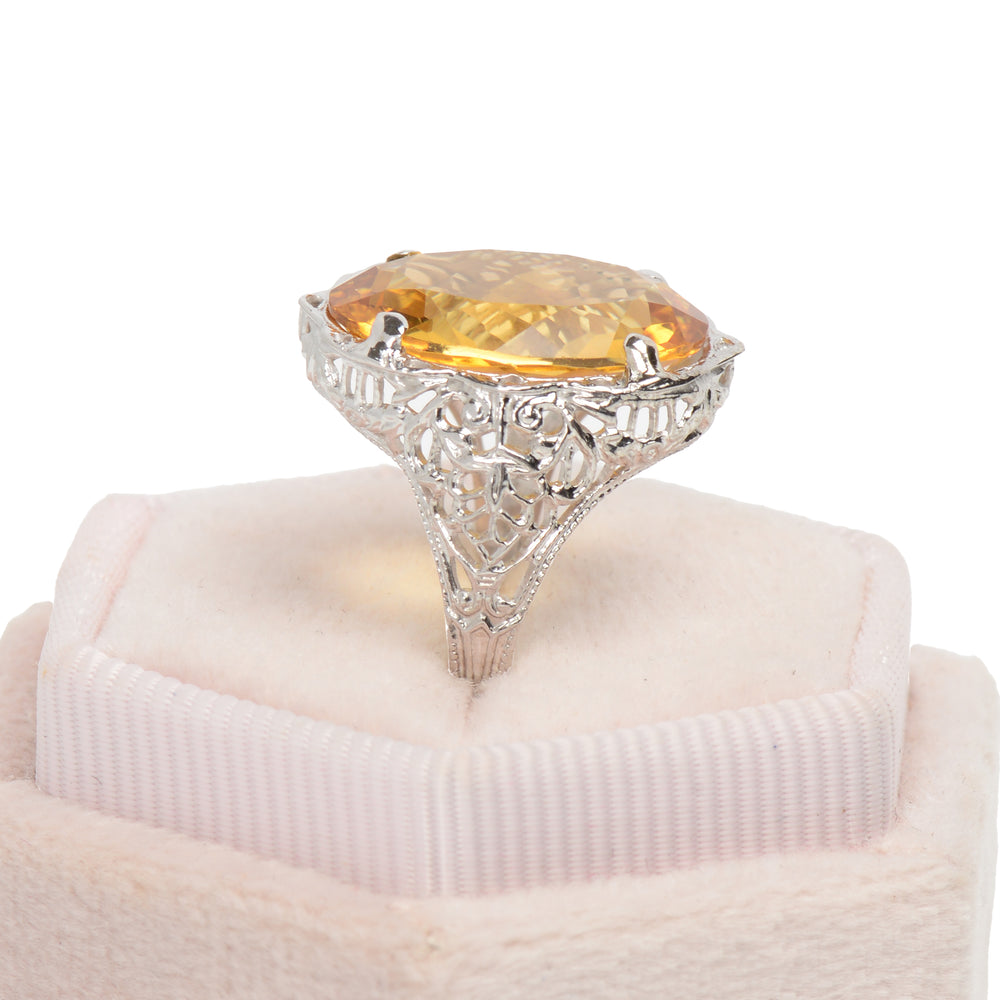 
                      
                        Daylight Citrine & White Gold Filigree Ring
                      
                    