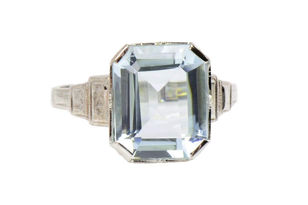 Aquamarine Divine - Art Deco White Gold Setting