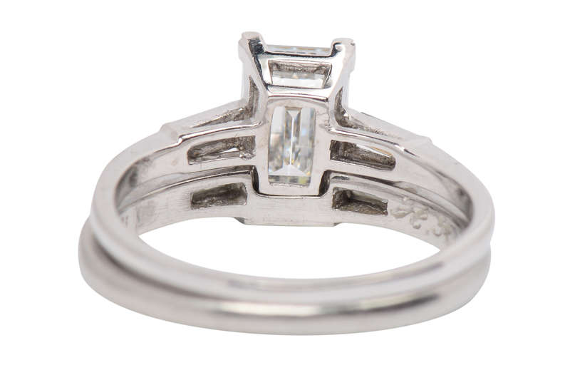 
                      
                        "E" Color Emerald Cut Diamond Wedding Set of 1959
                      
                    