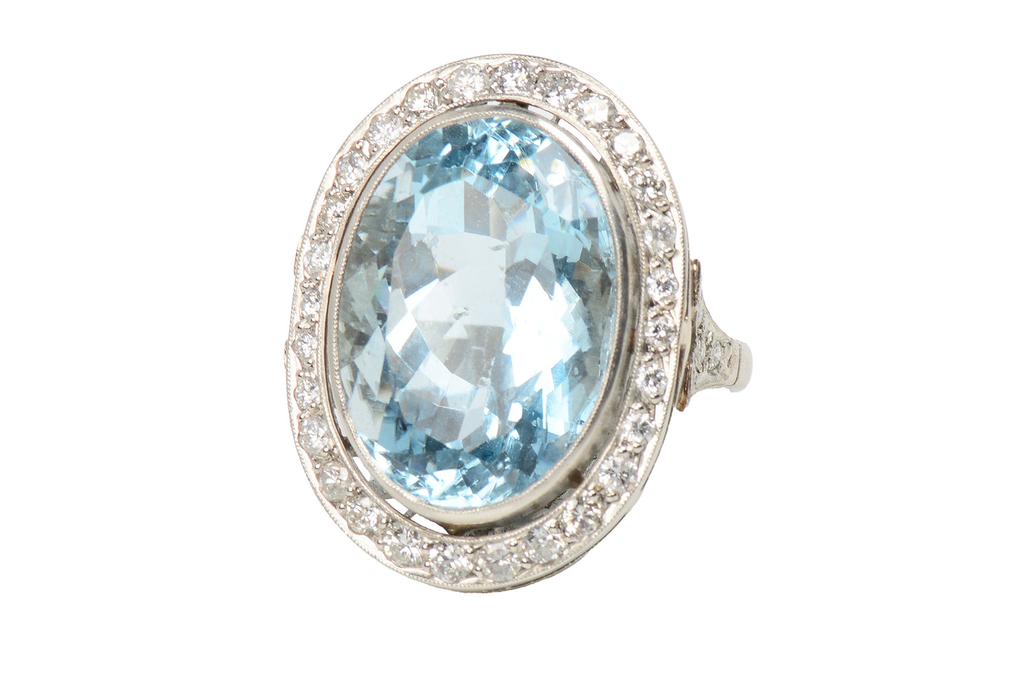 Blue Marvel - Oval Aquamarine Diamond Ring