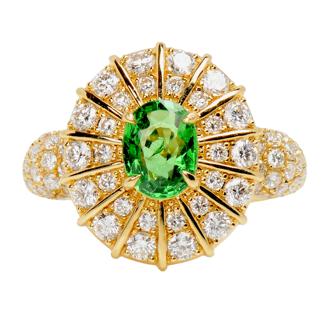 Enthralling Tsavorite Diamond Dinner Ring