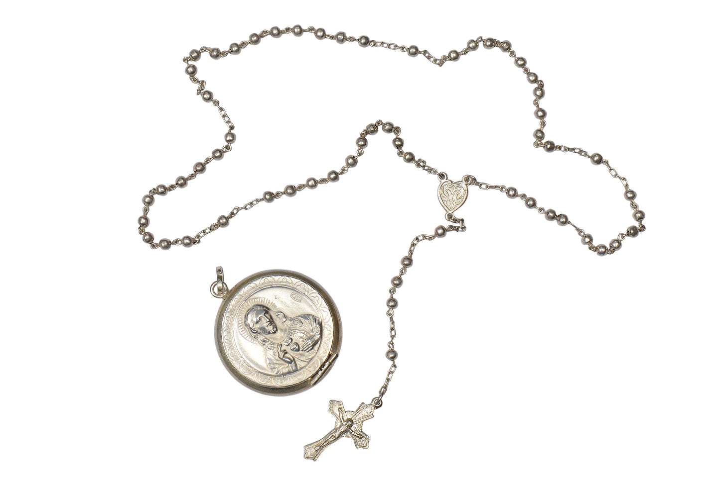 Vintage Silver Rosary & Case Blessed by the Pope