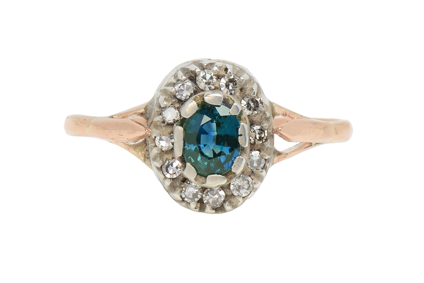 Sea & Sky - Teal Sapphire Diamond Ring