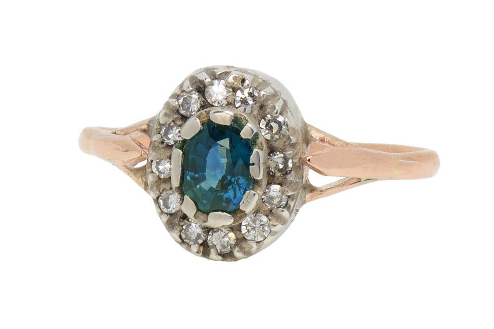 Sea & Sky - Teal Sapphire Diamond Ring